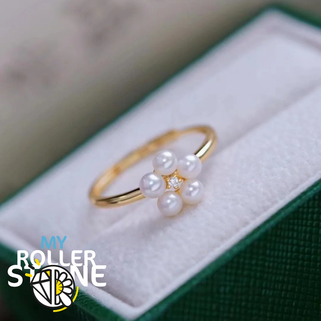 Bague Perle de Culture Argent 925 Fleur - Saldi Straordinari – Offerte Speciali Disponibili Adesso Bague « Perle de culture » plaqué or